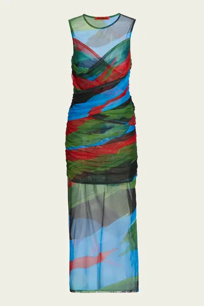 Simon Miller Kinny Mesh Dress In Painted Leaf In Multi