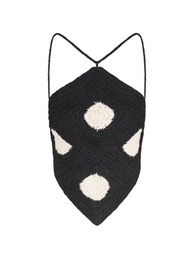 Simon Miller Kit Polka-dot Crochet Top In Black