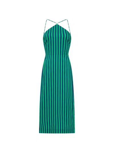 Simon Miller Kit Striped Tie-back Maxi Dress In Green