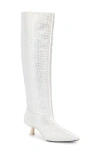 Simon Miller Kuki Crystal Pointed Toe Kitten Heel Over The Knee Boot In White