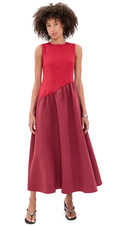 Simon Miller Laurel Moire Midi Dress Pomegranate/bordeaux