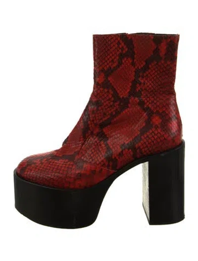 Pre-owned Simon Miller Leather Animal Print Boots In Red