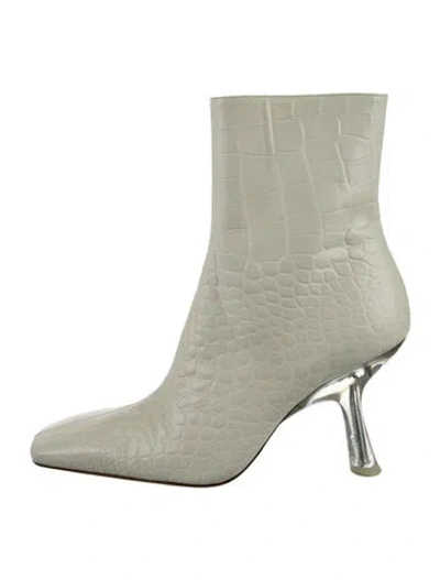 Pre-owned Simon Miller Leather Animal Print Boots In White