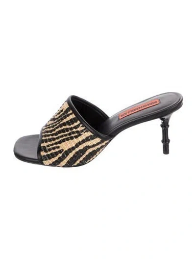 Pre-owned Simon Miller Leather Animal Print Slides In Multicolor