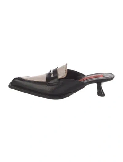 Pre-owned Simon Miller Leather Colorblock Pattern Mules In Black
