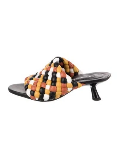 Pre-owned Simon Miller Leather Colorblock Pattern Slides