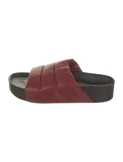 Pre-owned Simon Miller Leather Colorblock Pattern Slides In Burgundy