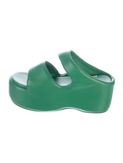 Pre-owned Simon Miller Leather Cutout Accent Slides In Green
