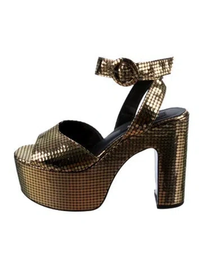 Pre-owned Simon Miller Leather Printed Sandals In Gold