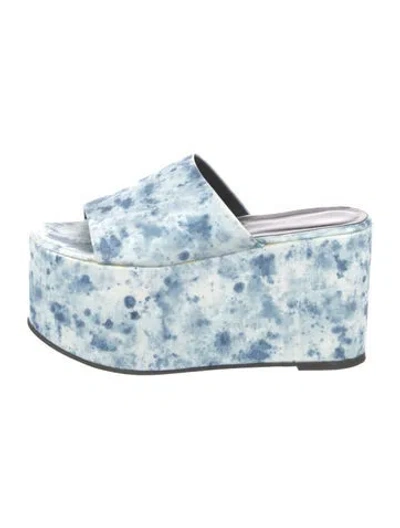 Pre-owned Simon Miller Leather Printed Slides In Blue