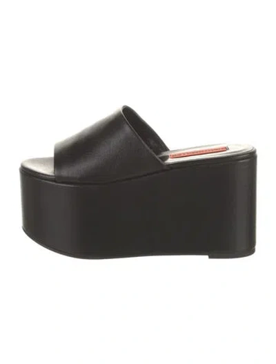 Pre-owned Simon Miller Leather Slides In Black