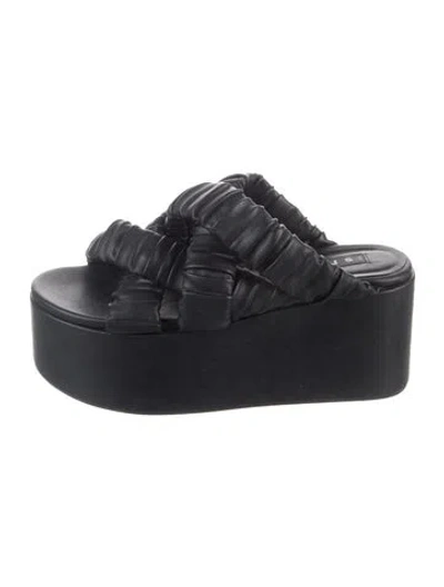 Pre-owned Simon Miller Leather Slides In Black