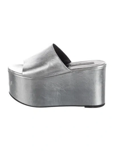Pre-owned Simon Miller Leather Slides In Black/silver