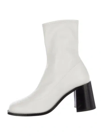 Pre-owned Simon Miller Leather Sock Boots In White