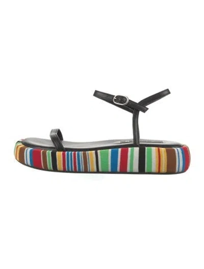 Pre-owned Simon Miller Leather Striped Sandals In Black