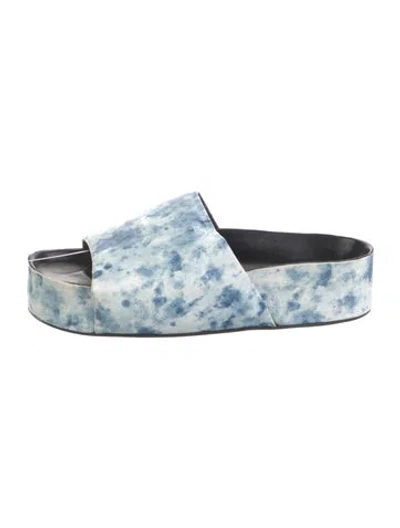 Pre-owned Simon Miller Leather Tie-dye Print Slides In Blue