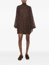 Simon Miller Leopard-print High-neck Mini Dress In Brown