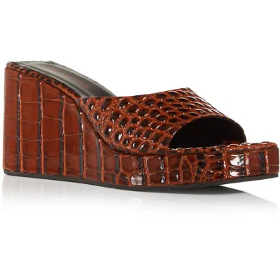 Simon Miller Level Womens Animal Print Square-toe Slide Sandals In Brown