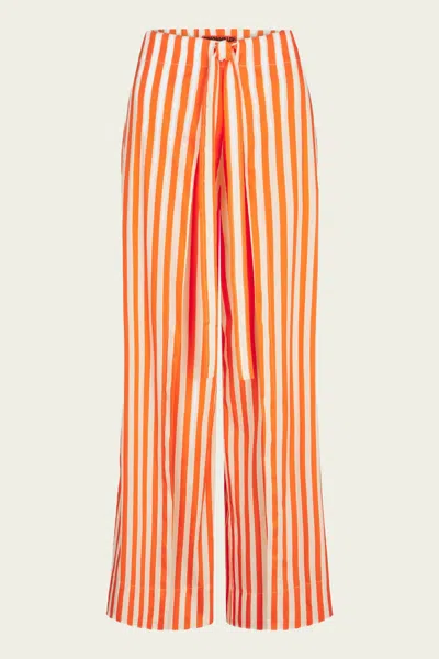 Simon Miller Lima Poplin Pant In Coral Cabana Stripe