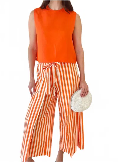 Simon Miller Lima Wide Leg Pants In Coral Stripe In Orange