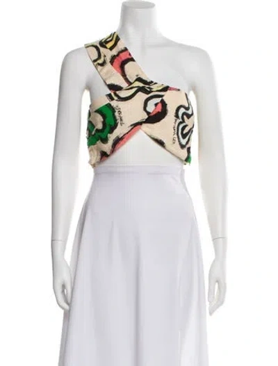 Pre-owned Simon Miller Linen Graphic Print Crop Top In Pink