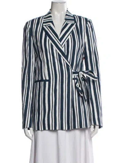 Pre-owned Simon Miller Linen Striped Blazer W/ Tags In Blue