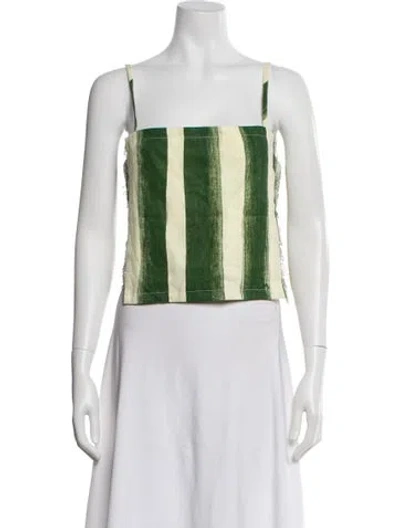 Pre-owned Simon Miller Linen Striped Crop Top In Green