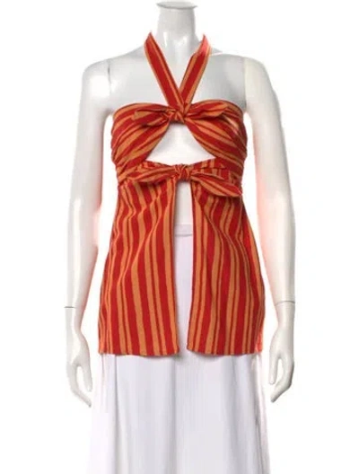 Pre-owned Simon Miller Linen Striped Top In Orange