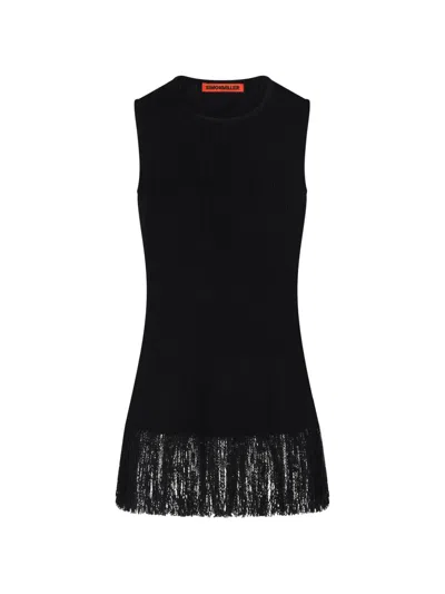 Simon Miller Lisel Fringe-trim Sleeveless Top In Black