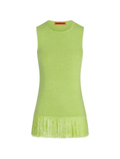 Simon Miller Lisel Fringe-trim Sleeveless Top In Green