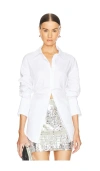 Simon Miller Loch Poplin Button Up Shirt In Macadamia In White