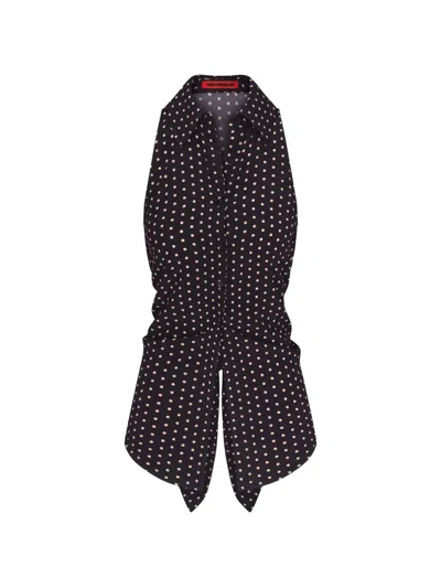 Simon Miller Loch Polka-dot Sleeveless Shirt In Brown