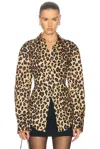 Simon Miller Loch Poplin Button Down Top In Leopard