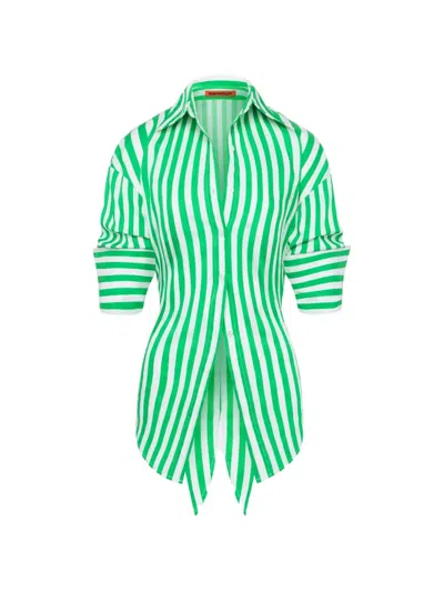 Simon Miller Loch Poplin Button Shirt In Green