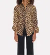Simon Miller Loch Poplin Button Up In Leopard In Multi