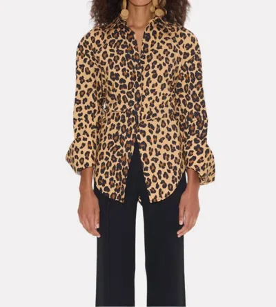 Simon Miller Loch Poplin Button Up In Leopard In Multi