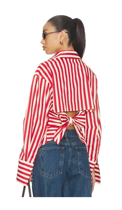 Simon Miller Loch Poplin Button Up In Red
