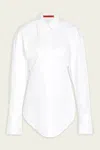 Simon Miller Loch Poplin Button Up Shirt In Macadamia