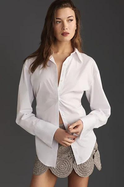 Simon Miller Loch Poplin Buttondown Shirt In White