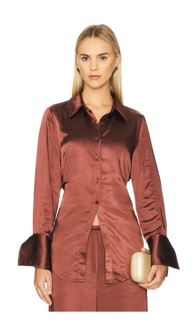 Simon Miller Loch Satin Button Up In Brown