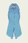 Simon Miller Loch Sleeveless Poplin Button Up In Blue Stripe In Blue