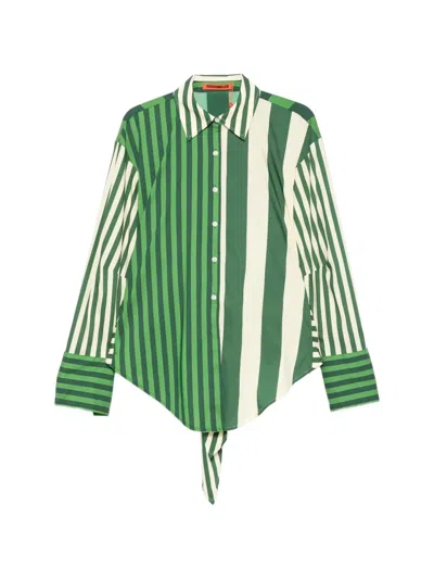 Simon Miller Loch Striped Button-up Shirt In Green
