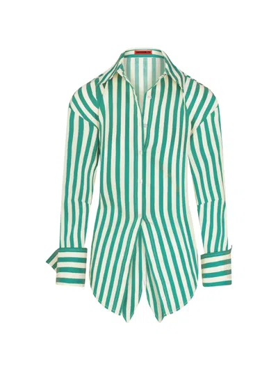 Simon Miller Loch Striped Poplin Shirt In Green
