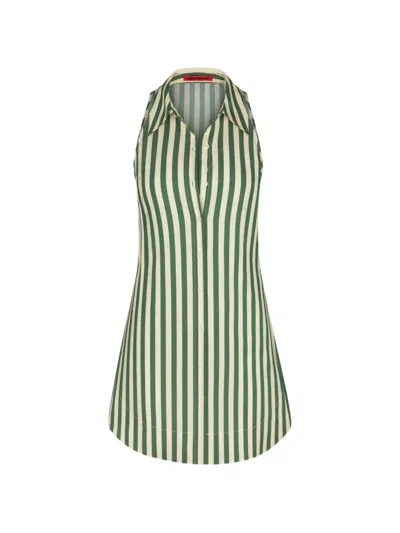 Simon Miller Loch Striped Sleeveless Cotton Mini Dress In Green