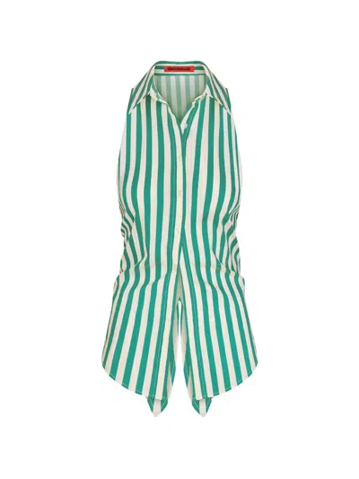 Simon Miller Loch Striped Sleeveless Shirt In Green
