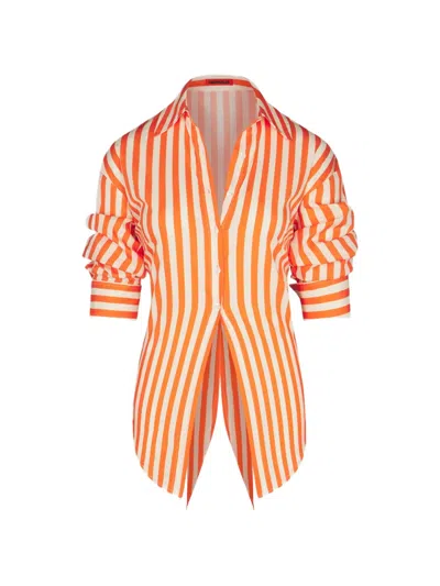 Simon Miller Loch Stripe-print Cotton Shirt In Orange