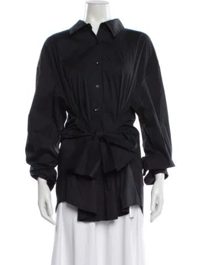 Pre-owned Simon Miller Long Sleeve Button-up Top In Black