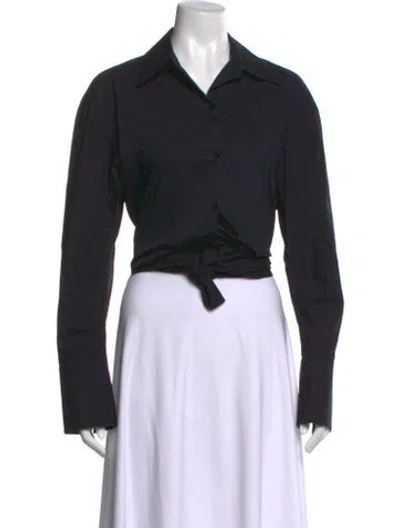 Pre-owned Simon Miller Long Sleeve Button-up Top In Black