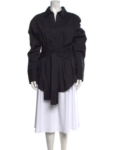 Pre-owned Simon Miller Long Sleeve Button-up Top In Black