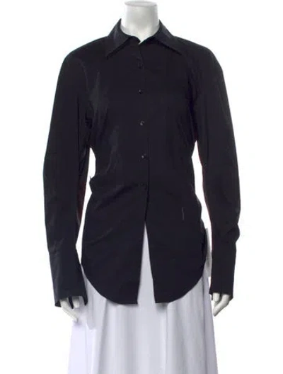 Pre-owned Simon Miller Long Sleeve Button-up Top In Black